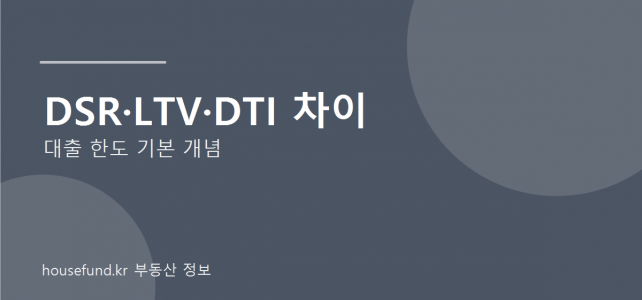 DSR·LTV·DTI 차이, 주택담보대출 한도 볼 때 헷갈리지 않는 법