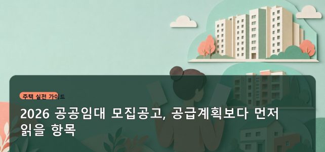 2026 공공임대 모집공고, 공급계획보다 먼저 읽을 항목 2026 공공임대 모집공고, 공급계획보다 먼저 읽을 항목