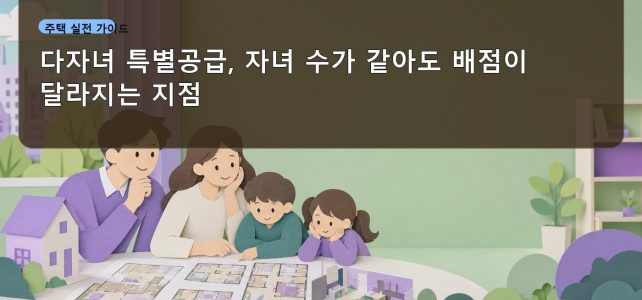 다자녀 특별공급, 자녀 수가 같아도 배점이 달라지는 지점 다자녀 특별공급, 자녀 수가 같아도 배점이 달라지는 지점