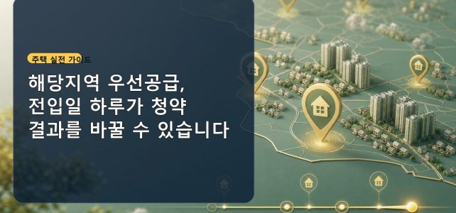 해당지역 우선공급, 전입일 하루가 청약 결과를 바꿀 수 있습니다 해당지역 우선공급, 전입일 하루가 청약 결과를 바꿀 수 있습니다