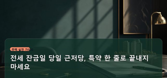 전세 잔금일 당일 근저당, 특약 한 줄로 끝내지 마세요 전세 잔금일 당일 근저당, 특약 한 줄로 끝내지 마세요