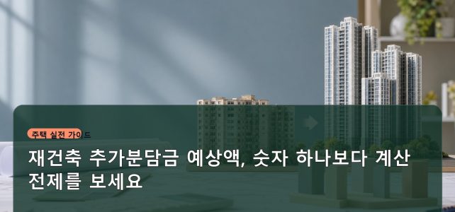 재건축 추가분담금 예상액, 숫자 하나보다 계산 전제를 보세요 재건축 추가분담금 예상액, 숫자 하나보다 계산 전제를 보세요