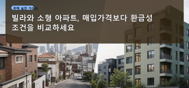 빌라와 소형 아파트, 매입가격보다 환금성 조건을 비교하세요 빌라와 소형 아파트, 매입가격보다 환금성 조건을 비교하세요